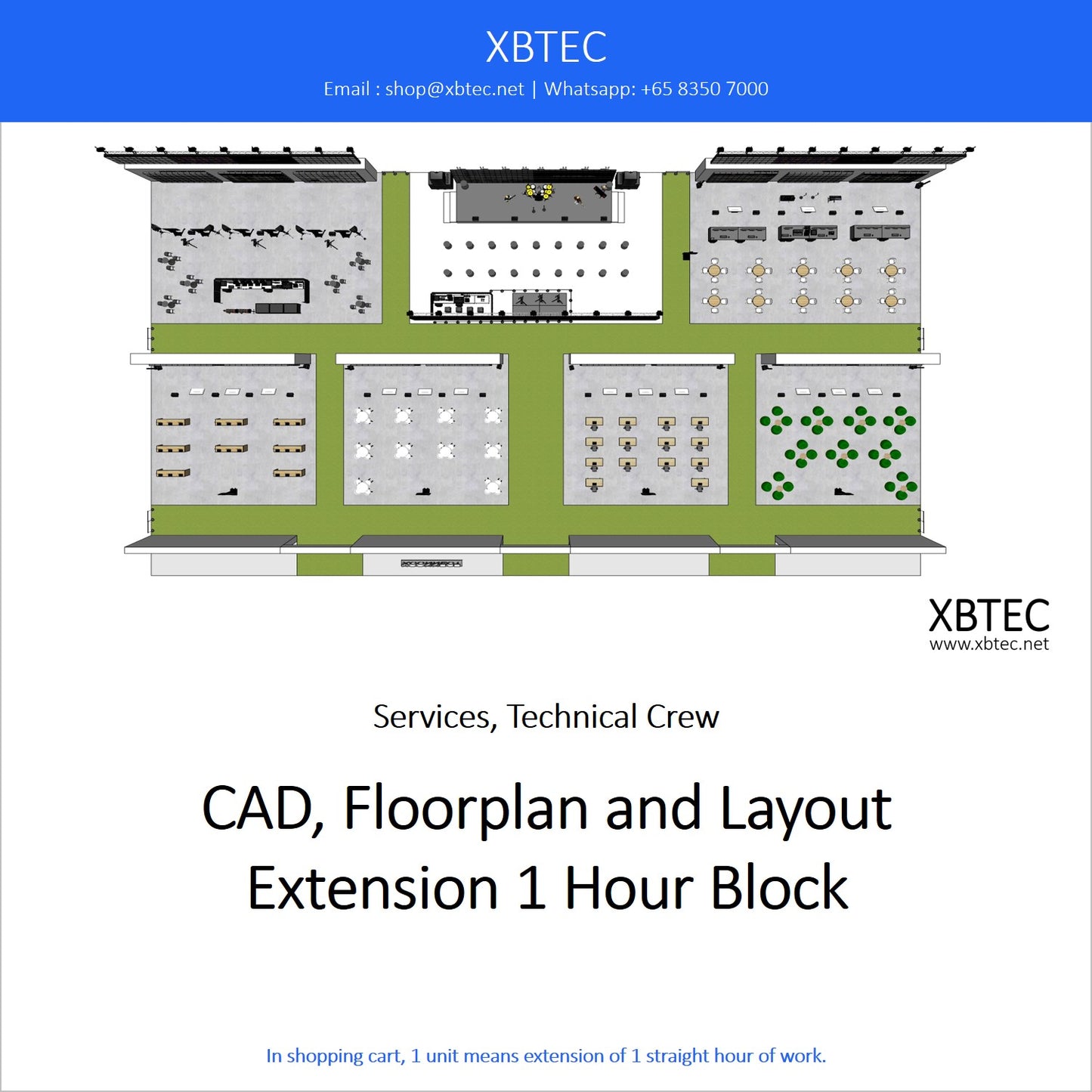 (Services, Technical Crew) CAD, Floorplan and Layout, Extension 1 Hour Block