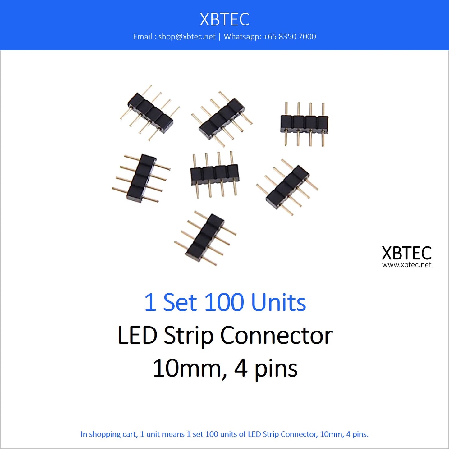 LED Strip Connector, 10mm, 4 pins