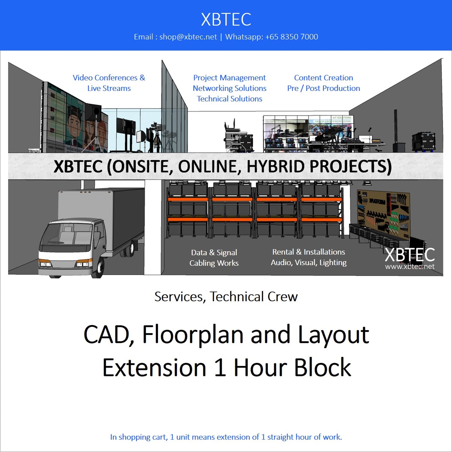 (Services, Technical Crew) CAD, Floorplan and Layout, Extension 1 Hour Block