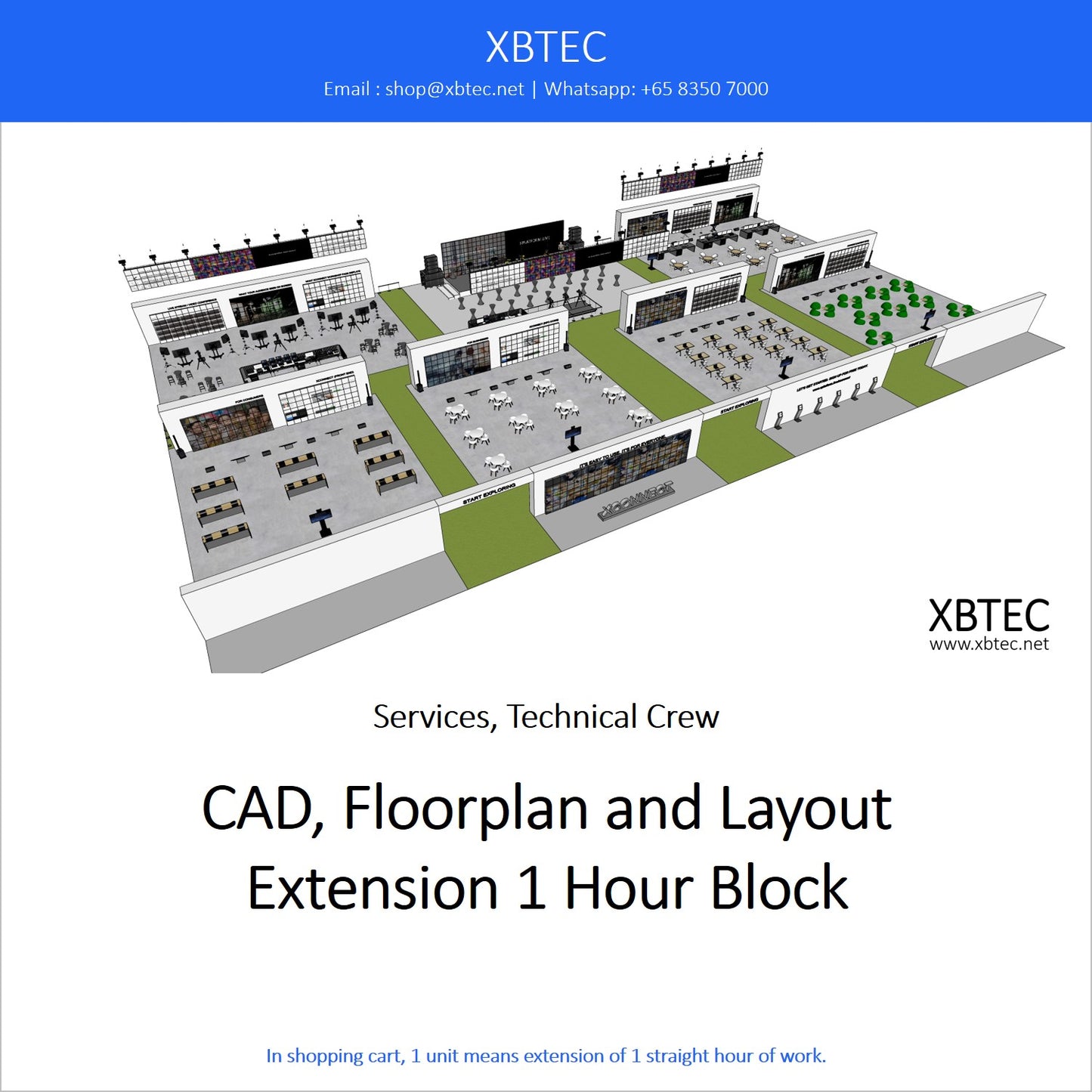 (Services, Technical Crew) CAD, Floorplan and Layout, Extension 1 Hour Block