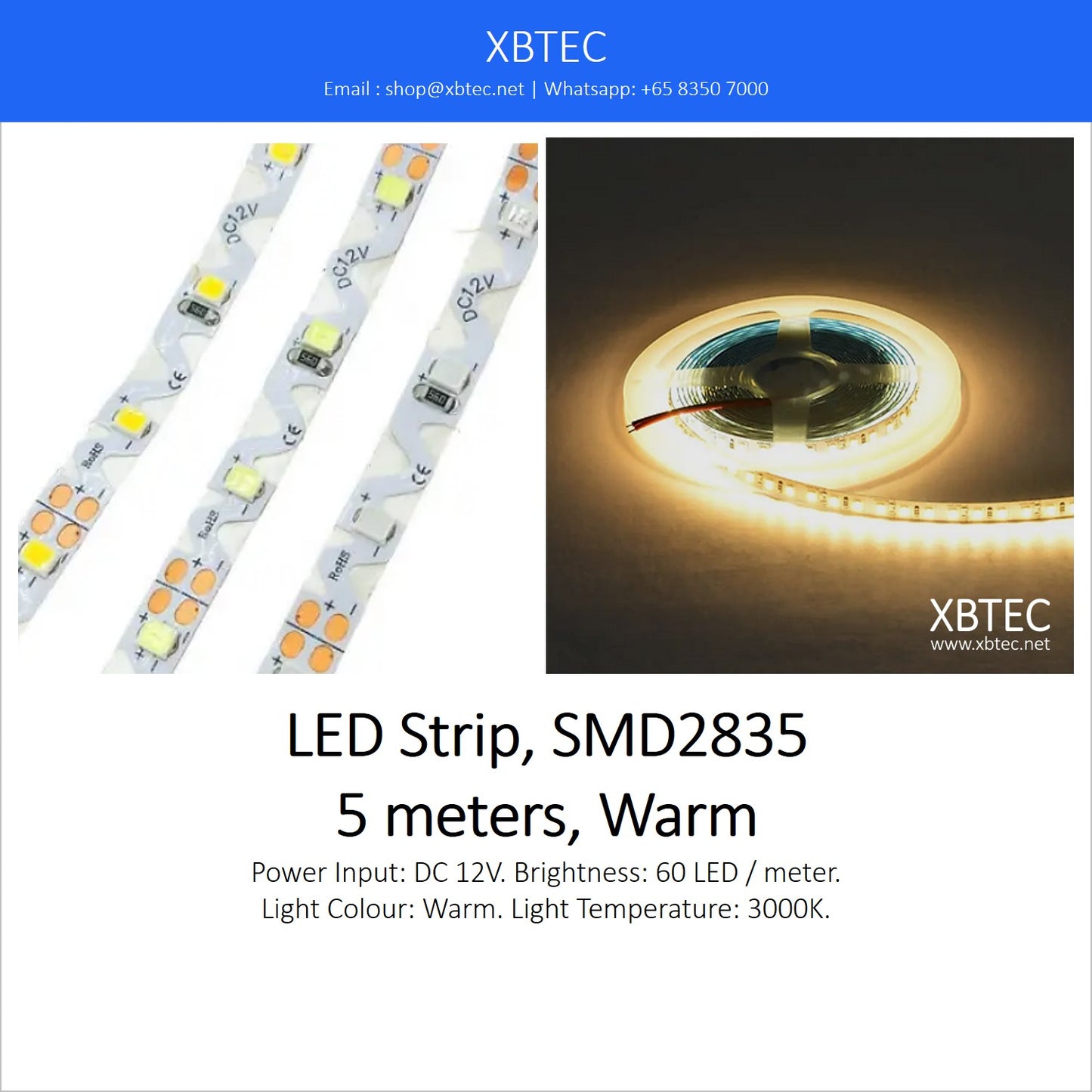 LED Strip, SMD2835, 5 meters, Warm