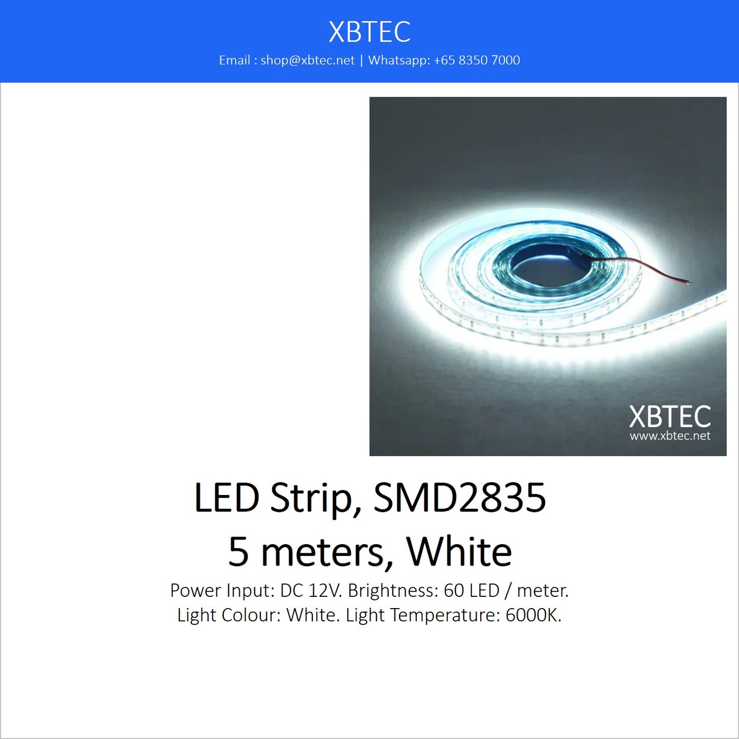 LED Strip, SMD2835, 5 meters, White