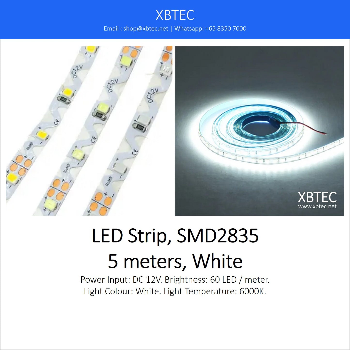 LED Strip, SMD2835, 5 meters, White