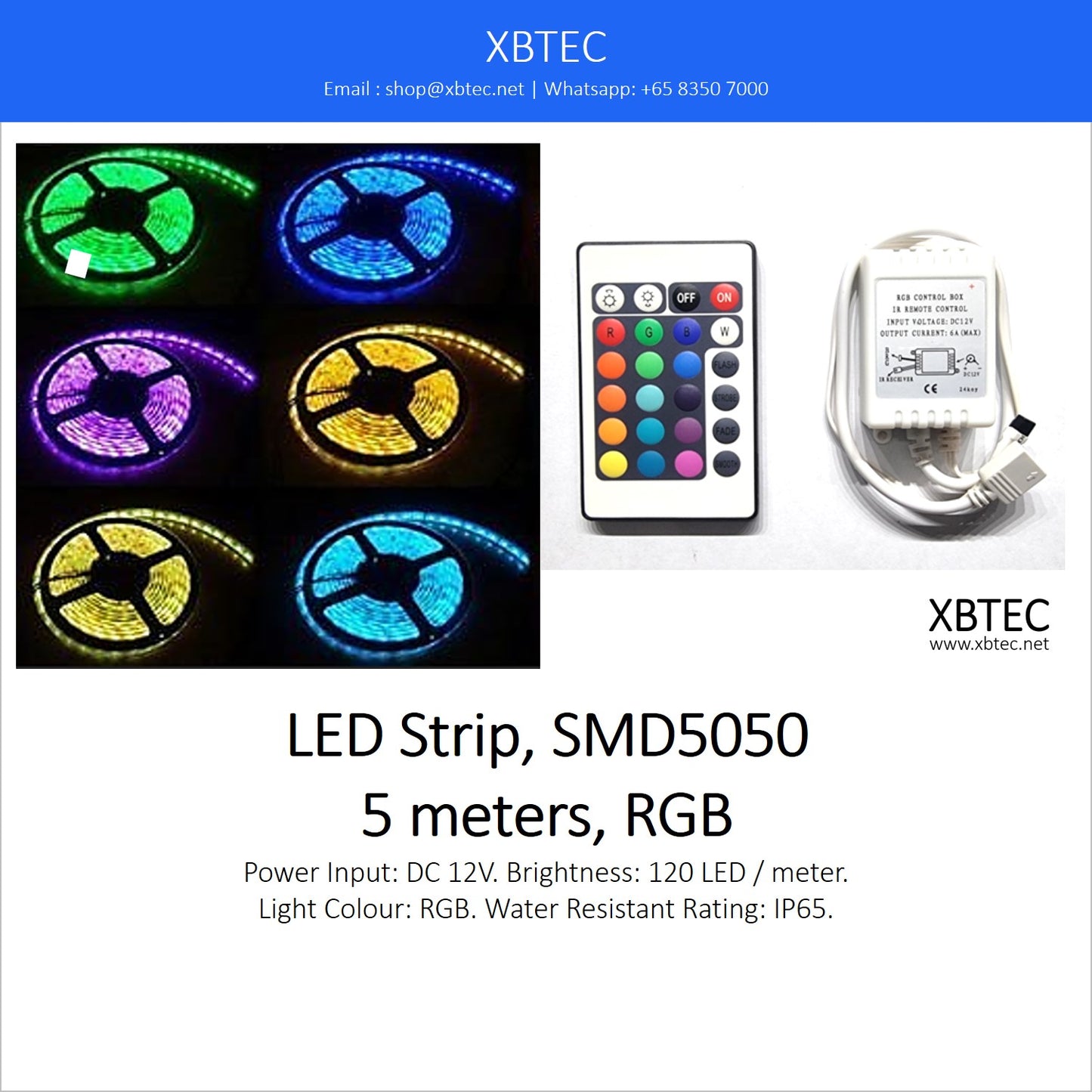 LED Strip, RGB, SMD5050, 5 Meters and RGB Control Box with Remote