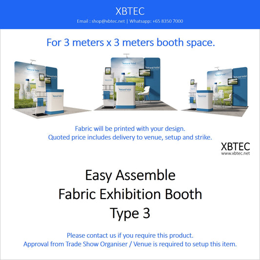 Easy Assmeble Fabric Booth, 3mx3m, Type 3