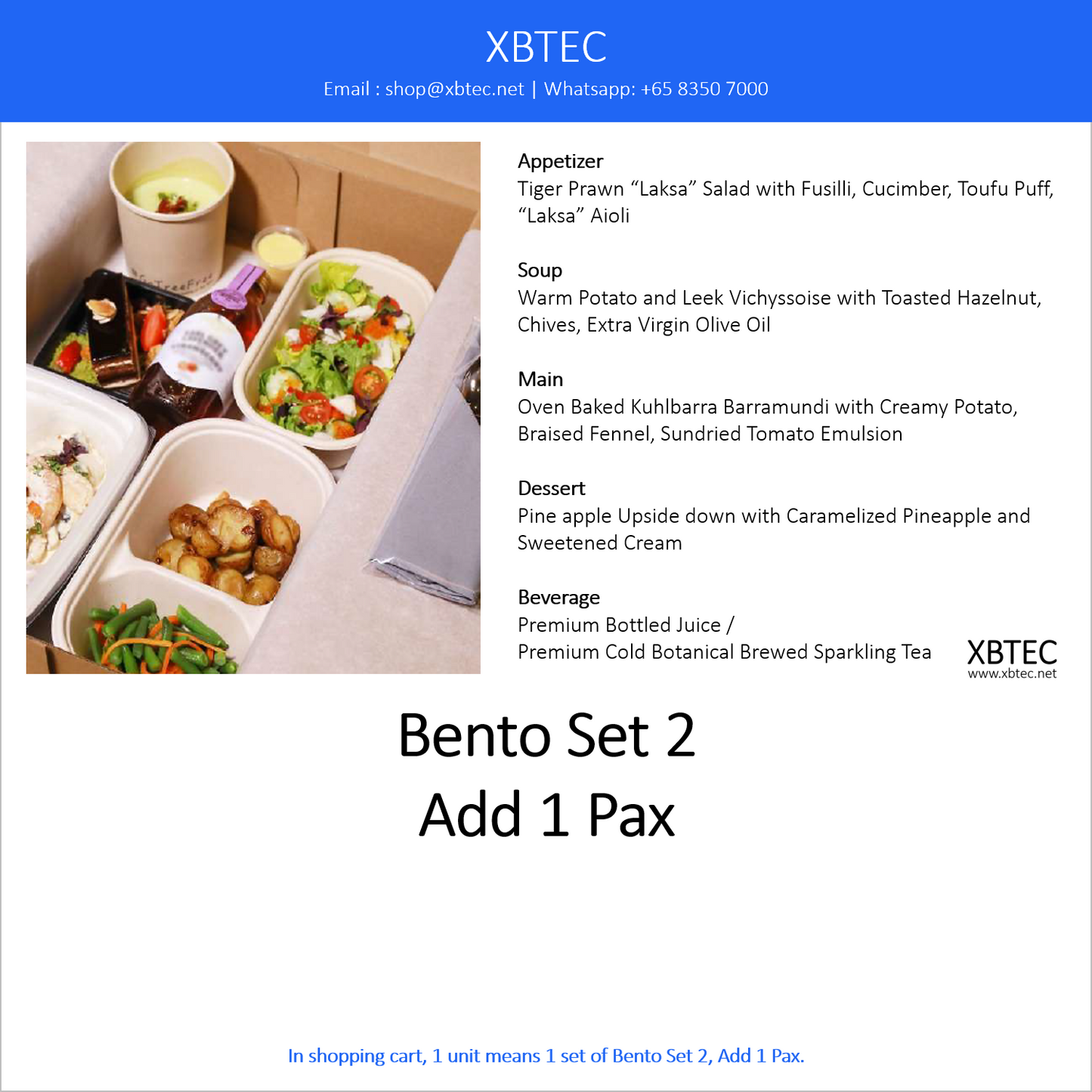 Meals, Bento Set 2, Add On 1 Pax