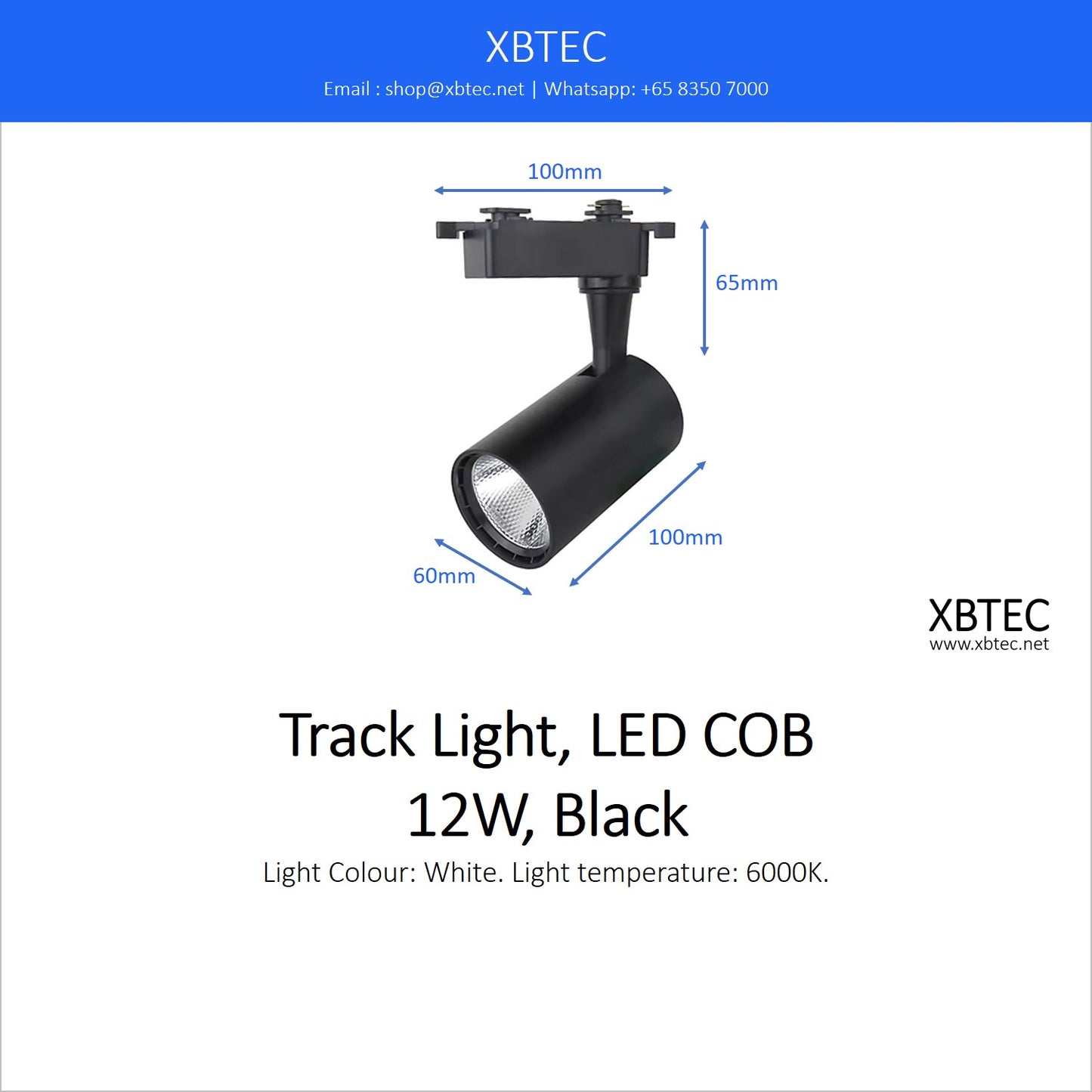 Track Light, LED COB, 12W, Black