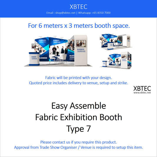 Easy Assemble Fabric Booth, 6mx3m, Type 7