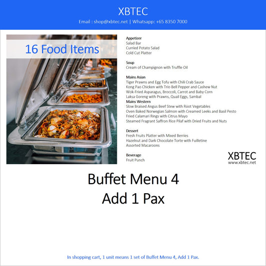 Meals, Buffet Menu 4, Add On 1 Pax