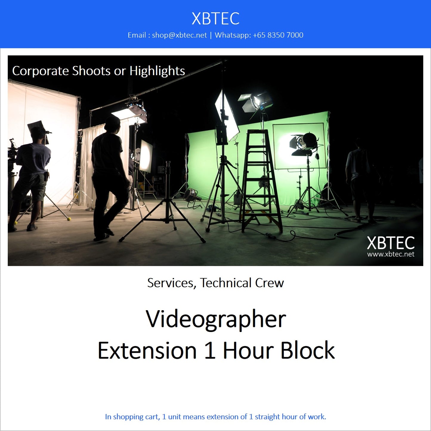 (Services, Technical Crew) Videographer, Extension 1 Hour Block