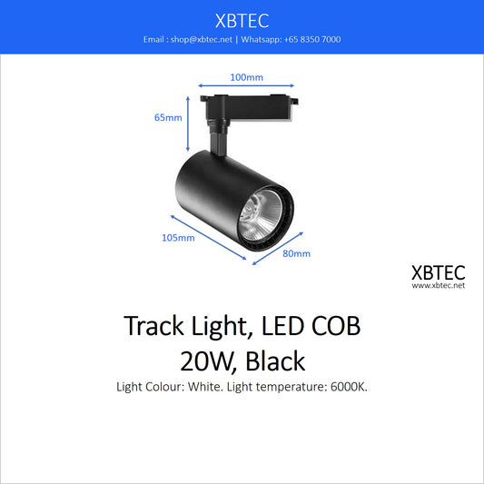 Track Light, LED COB, 20W, Black